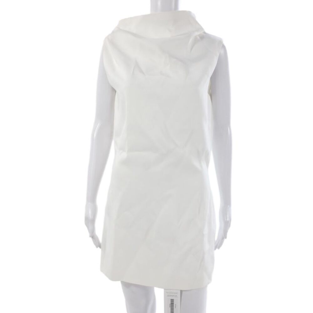 Khaite Women White Sleeveless Jacket Dress Silk Mock Neck Size 4